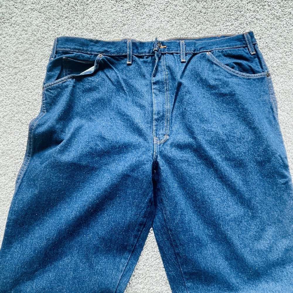 Dickies Men Regular Fit Blue Denim Jeans Big Tall 46x38 Logo MediumWash 5 Pocket